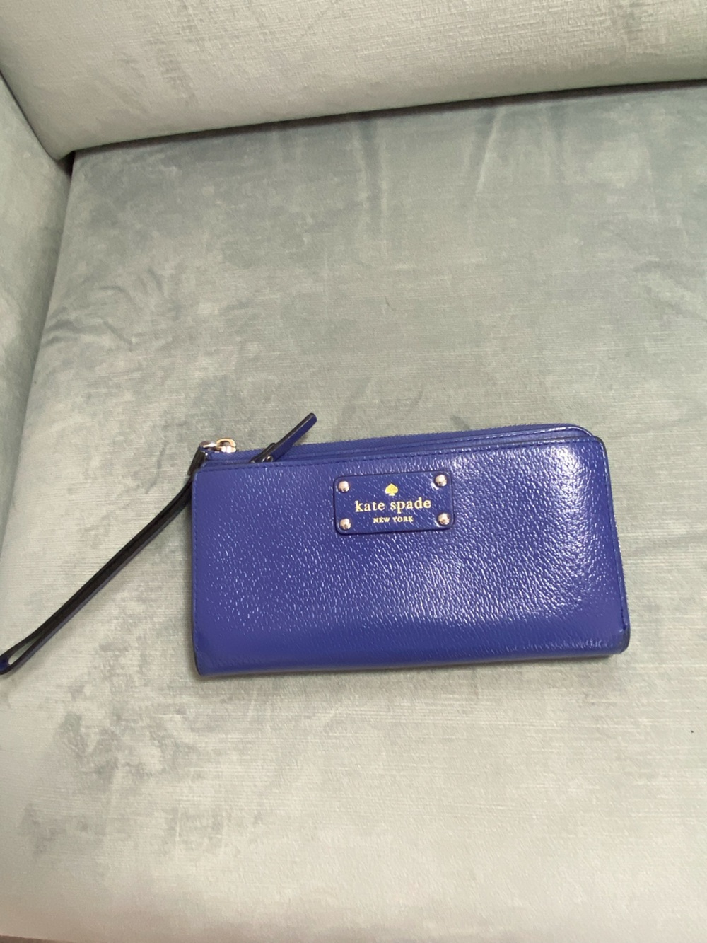 kate spade New York Wellesley Layton Cobalt Blue Pebbled Leather Wristlet Wallet